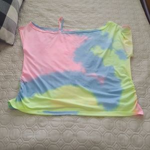 Shein 0x tye dye pink, blue, yellow top